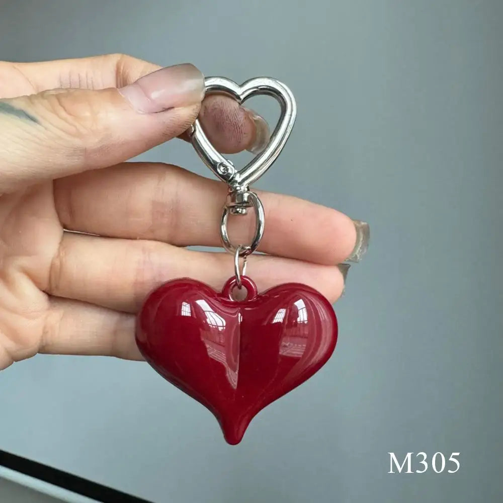 New Fashion Red Love Y2k Keychain Korean Charm Bag Pendant Handmade Beaded Bownot Keyring Vintage Red Metal Hanging Accessories