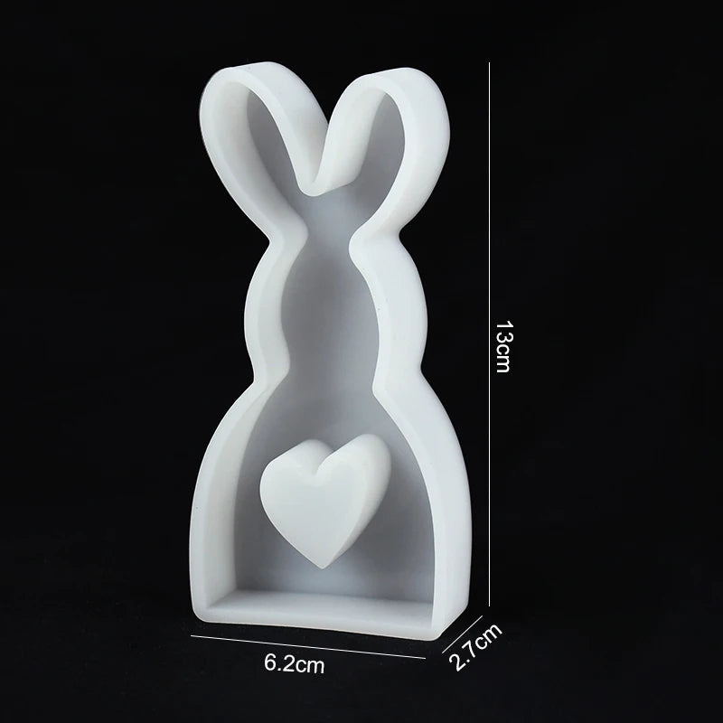 Easter Ornament Hollow Bunny Candle Mold Cute Rabbit Shape Plaster Decoration Molds Easter Rabbit Candle Holder Plaster Mold