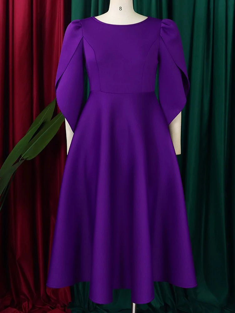 FairyShely 2025 Spring Long Sleeve Plus Size Long Dress Women Solid Large Big Dresses Lady Slim Fit Party Tight Curvy Dress
