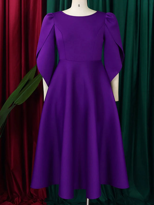 FairyShely 2025 Spring Long Sleeve Plus Size Long Dress Women Solid Large Big Dresses Lady Slim Fit Party Tight Curvy Dress