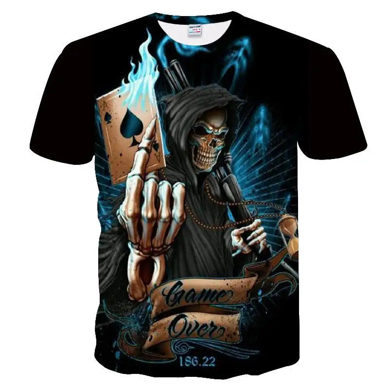 Summer Skull And Beauty Pattern Quick-Dry Men's T-shirt Hip Hop 3D Print Personality   Neck Short Sleeve  Fashion Clothes