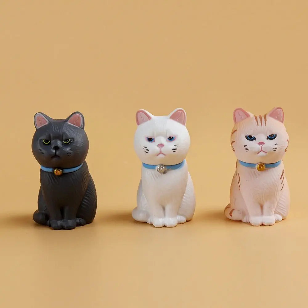 PVC Statue Simulated Cat Model Doll Mini Black Cat Sitting Cat Figure Toy Small Bell Cartoon Mini Cat Ornament Birthday Gift