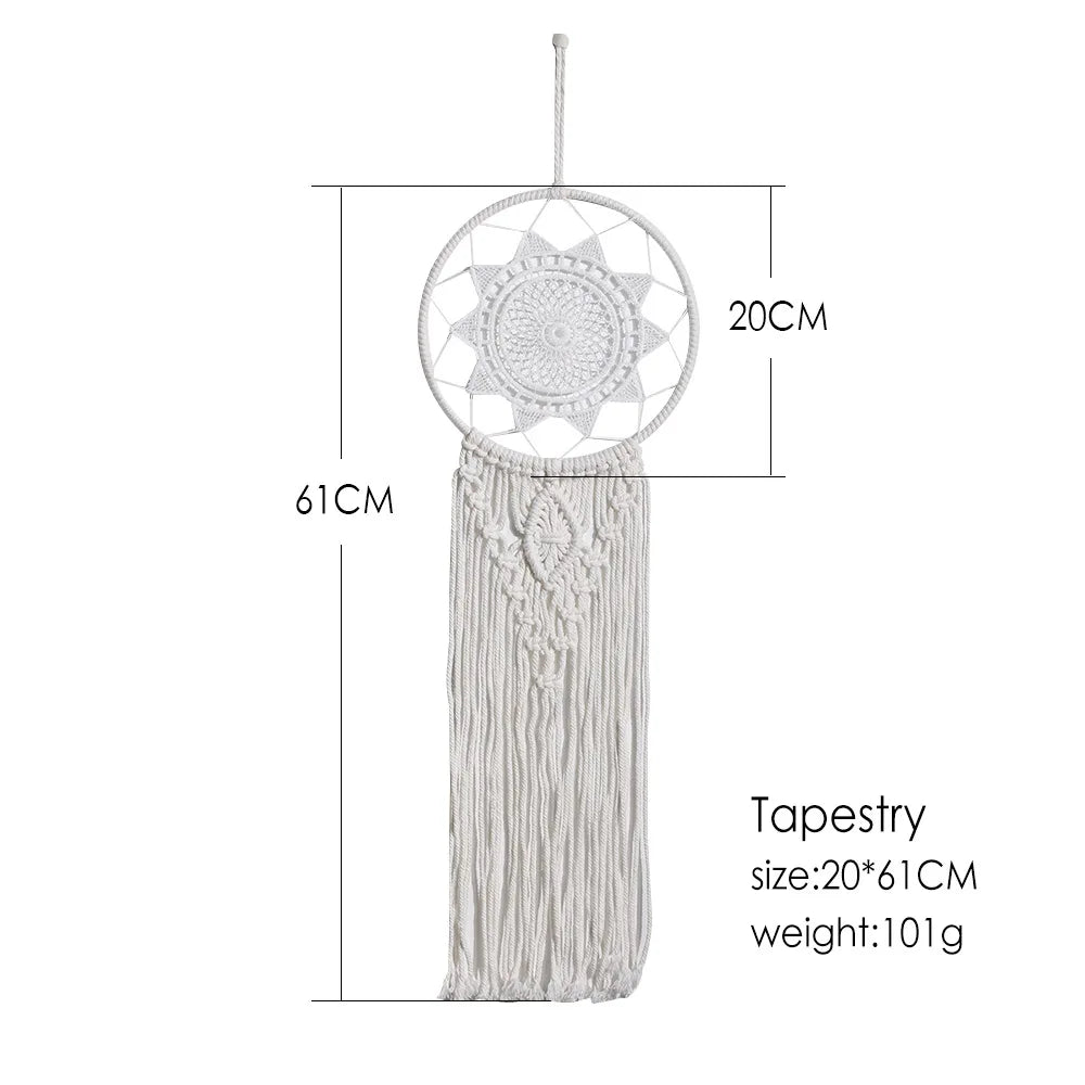 Nordic Macrame Tapestry Life Tree Leaves Dream Catcher Wall Hanging Kids Bedroom Tassel Dreamcatcher Hanging Tapestry Home Room