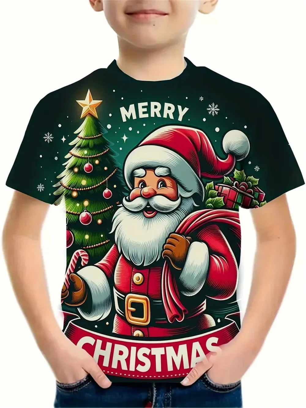 Christmas Santa Claus 3d Print Tee Shirt Kids Boys Clothes Short Sleeve Casual Children's Clothing Fashion T Shirt For Boys