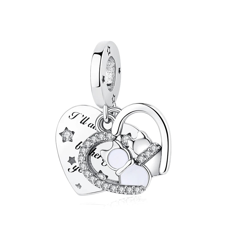 Original Silver Plated Charms For Women Love Pet Dog Cat Paw Print Pendant Beads Fit Pan Bracelets Necklaces DIY Luxury Jewelry