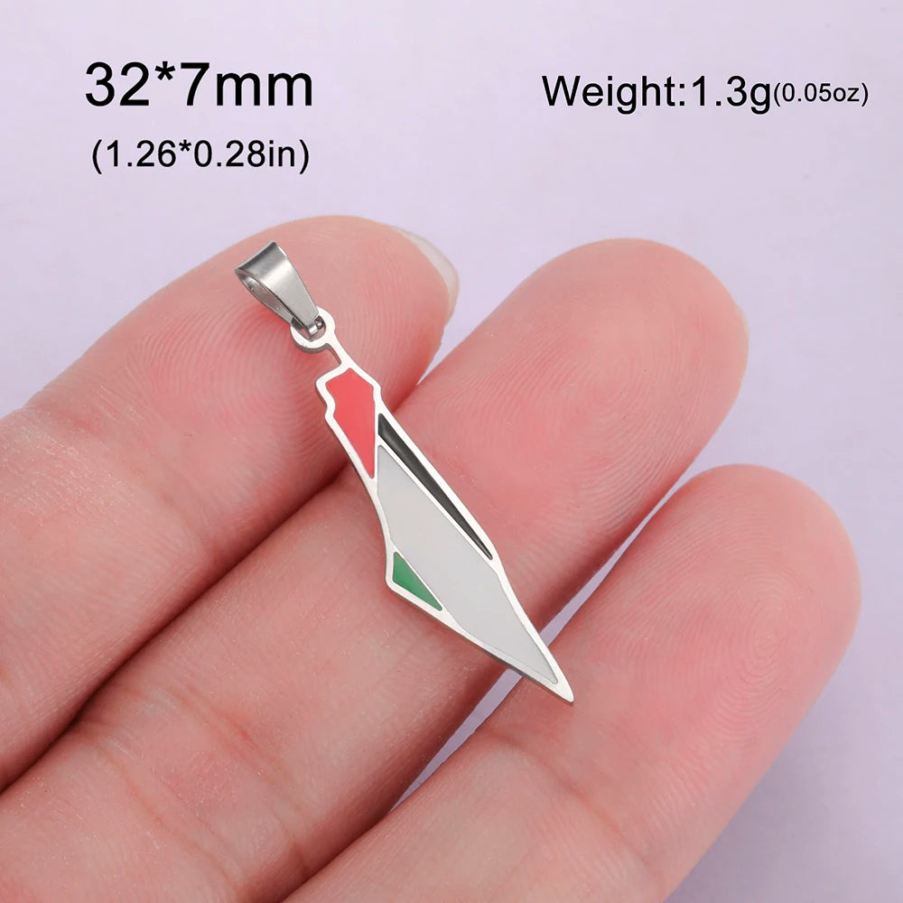 LIKGREAT Dropshipping 1pcs Palestine Map Pendant Necklace Bracelet Earrings Jewelry Making DIY Stainless Steel Accessories Charm