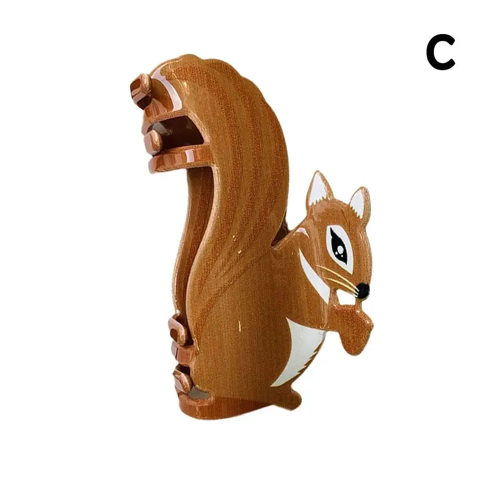 Autumn Leaf Shape Hair Claw Cartoon Forest Animal Squirrel Jaw Clips Clip Strong Hold Hair Hair Hair Nonslip Accessory Claw N1I2