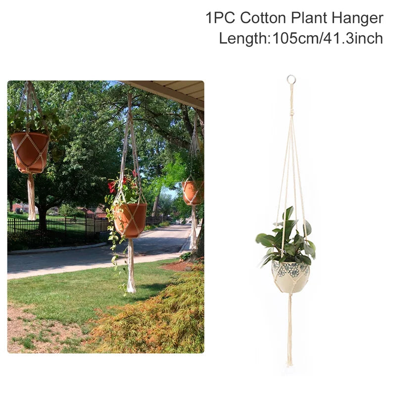 Hanging Plant Handmade Macrame Courtyard Garden Decoration