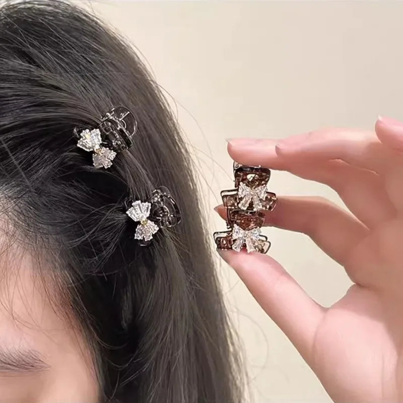 Shining Rhinestone Hair Claw Hairpin Fashion Princess Headwear  Bow Shaped for Y2K Girls Women Headwear Trendy Hair Accessories