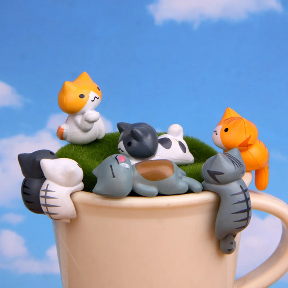 2 PCS Bonsai Plant Decorations Craft Miniatures Garden Korean Version PVC Landscape Cat Micro