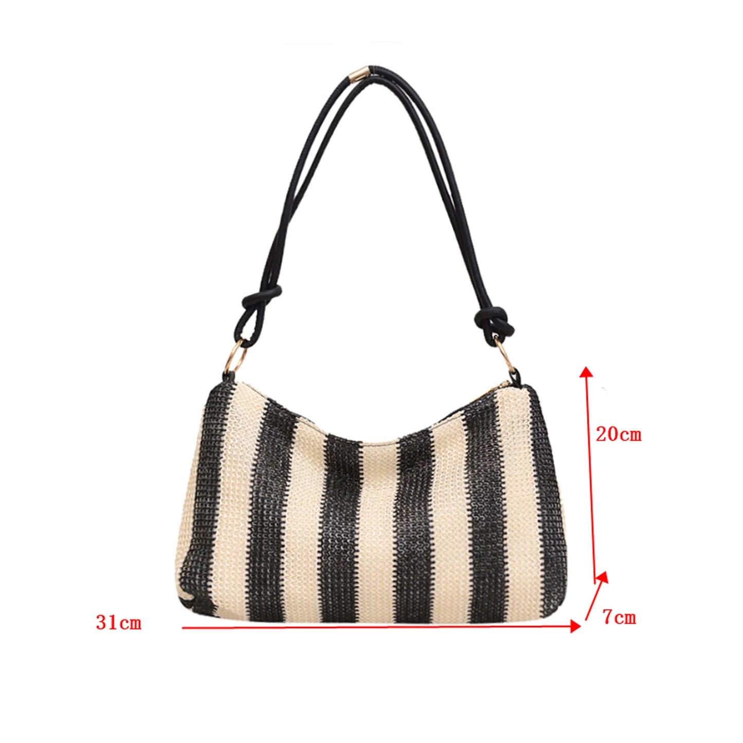 Straw Bags For Women Summer Fashion Striped Shoulder Bag Trendy Straw Purses And Handbags Ladies Beach Holiday Shopping Bags