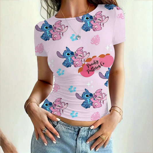 Lilo & Stitchy2k Clothes crop tops Summer 2025 Vintage Harajuku T-shirts Solid Color Aesthetic Clothing Women Tube Tops