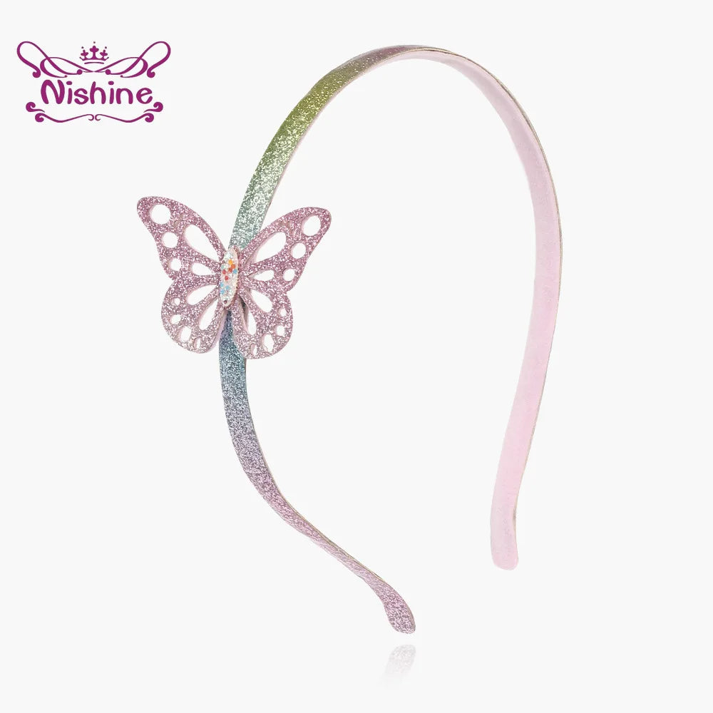 1PCS Cute Heart Bows Butterfly Headbands Girls Glitter Bling Handmade Kids Head Band for Teens Child Toddlers Hair Accessories