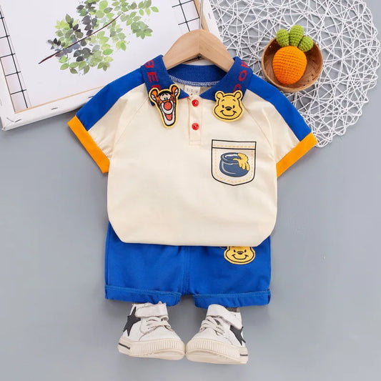 2021 kleinkind Kinder Kurzarm Polo T-shirts + Shorts 2 stücke Cartoon Mickey Kinder Baby Jungen Mädchen Sommer Trainingsanzug Kleidung anzug 