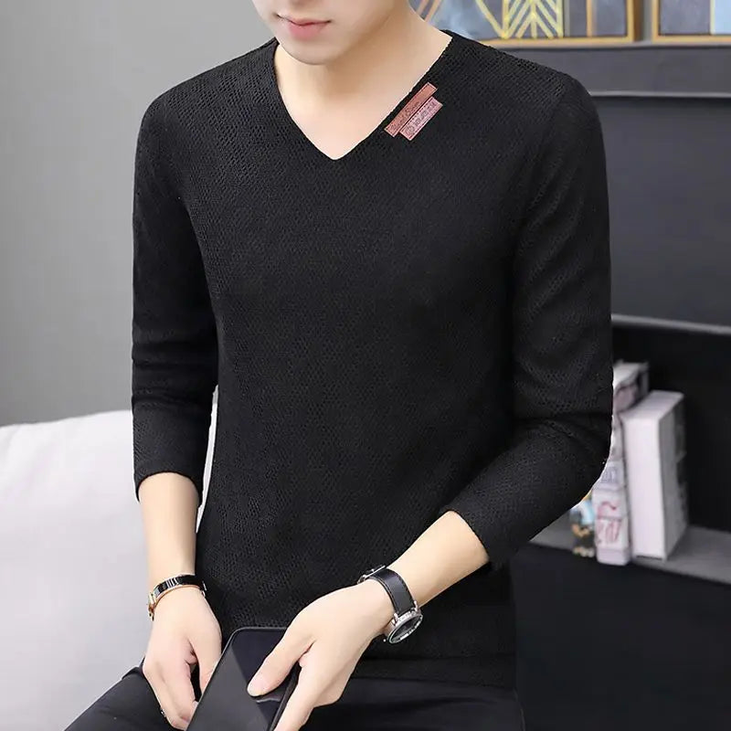 Knit Sweater Male No Hoodie Men's Clothing Red Pullovers Icon V Neck Sale Classic Street Elegant Pull Oversize Korean Fashion A