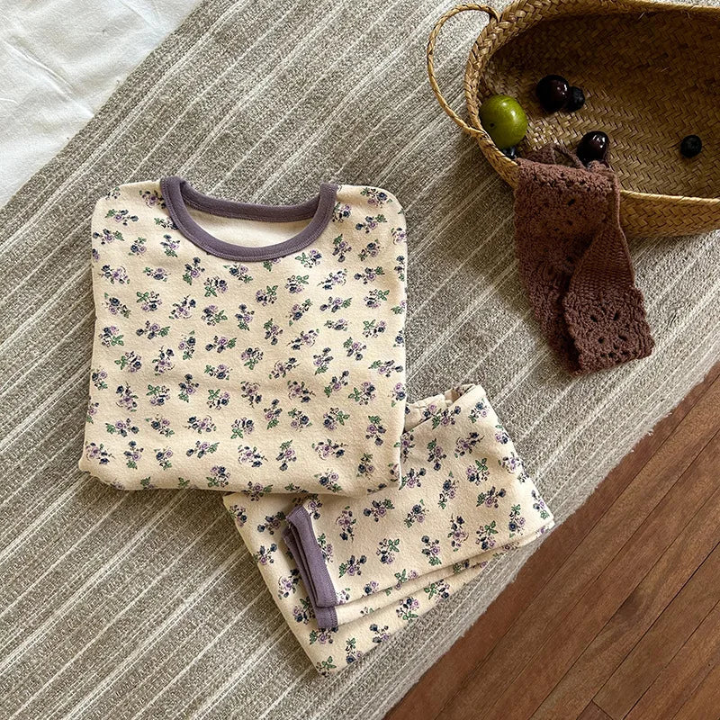 Children's Class A autumn and winter pajamas, boys and girls' wool stretcher home clothing, baby, small and large children's car