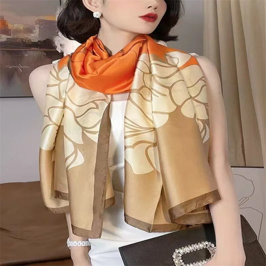 Brand New Women Silk Winter Scarf Luxury Design Print Lady Beach Shawl Scarves Fashion Smooth Foulard Female Hijab 2025