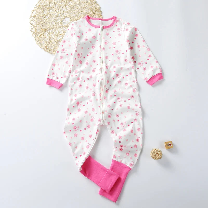 2T-5T Toddlers Baby Footed Cotton Pajamas Long Sleeve Zipper Sleep Sack Feet Kids Nightgowns  Sleeping bag Onesie Play Coveralls