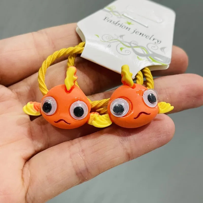 2Pcs/Set Girls Animal Rabbit Dog Cat Rubber Elastic Hair Bands Children Ponytail Holder Scrunchie Headband Kids Hair Accessories