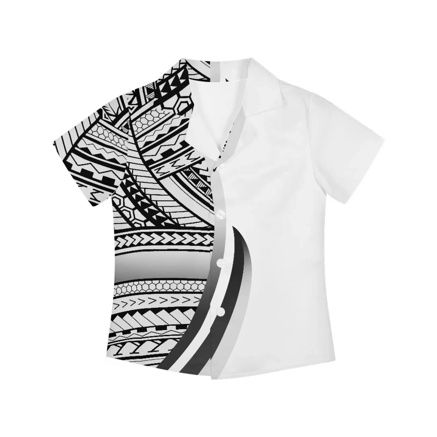 Polynesian Tribal Fijian Totem Tattoo Fiji Prints Children Shirts Fashion Short-sleeved Boys Shirts For Kids Blouses