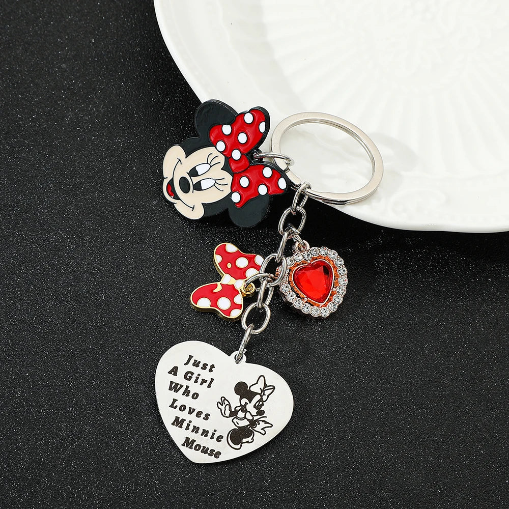 Disney Minnie Mouse Keychain Cartoon Animation Figure Minnie Keyrings Fashion Jewelry Creative Accessory Girls Birthday Gift