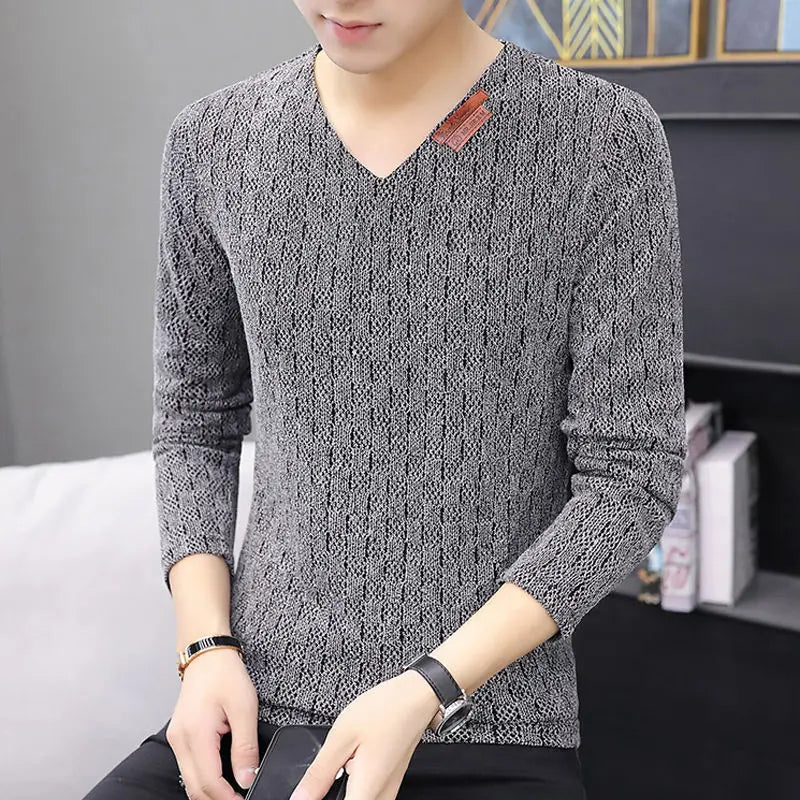 Knit Sweater Male No Hoodie Men's Clothing Red Pullovers Icon V Neck Sale Classic Street Elegant Pull Oversize Korean Fashion A