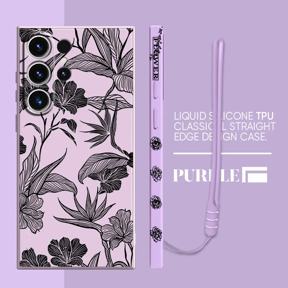 Flower Line Art Phone Case for Samsung Galaxy S22 S21 Plus S24 Ultra S20 FE S23 Ultra 5G S23 5G S22 Soft Silicone Cover