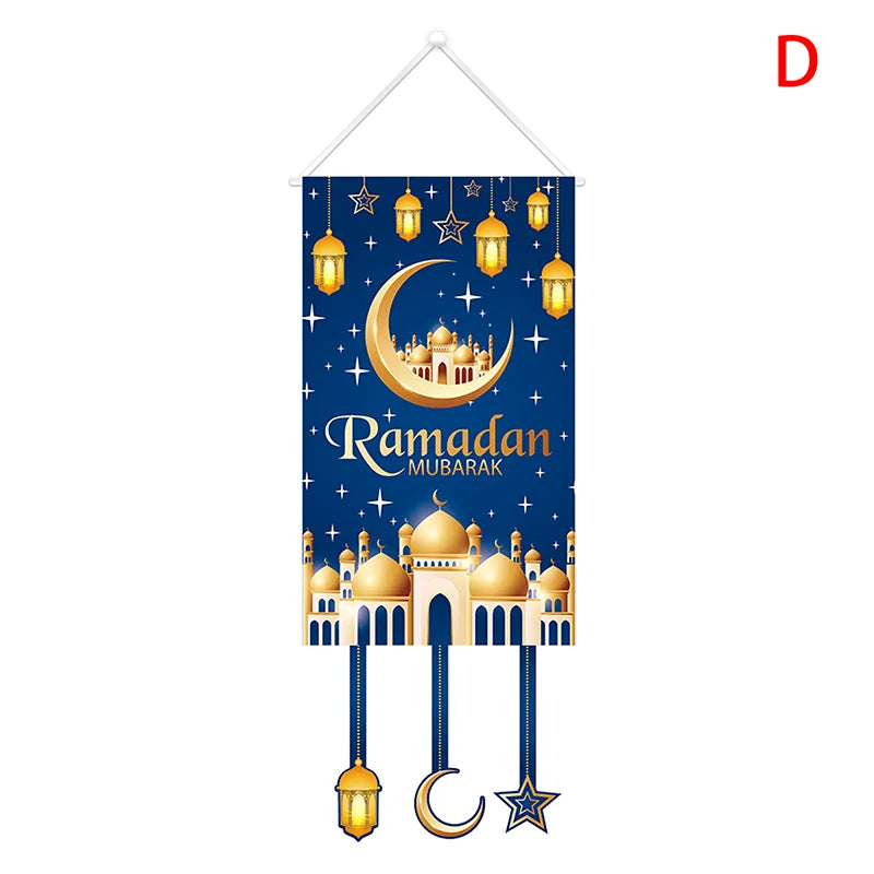 Home Ramadan Mubarak hangs flag, Islamic Muslim Party decorates home decor banner