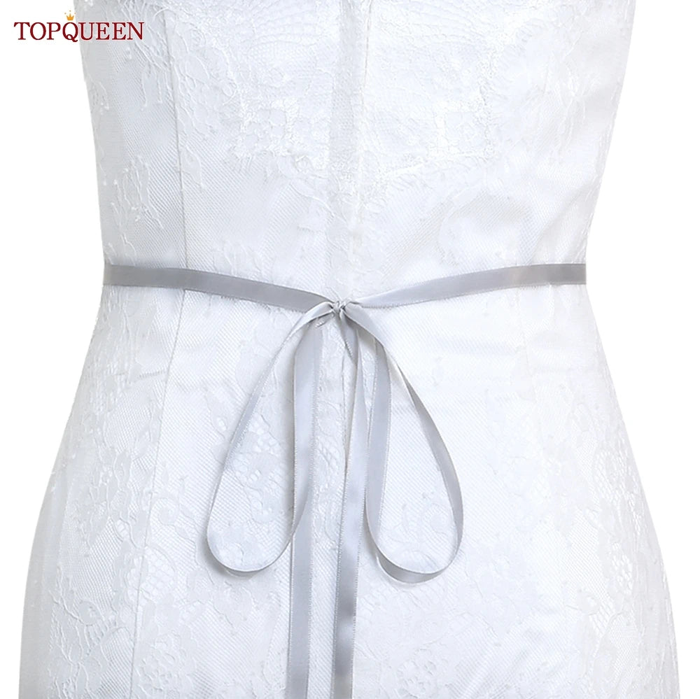 TOPQUEEN Wholesale Wedding Accessories Silver Rhinestone Bridal Thin Belt Formal Dress Waist Decoration Bridesmaid Belt S386