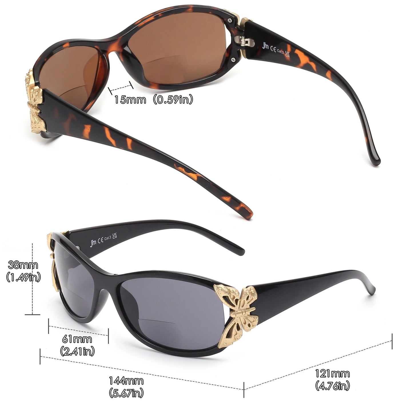 JM Bifocal Reading Sunglasses for Women Fashion Sun Readers Outdoor Reading Glasses UV400 Protection