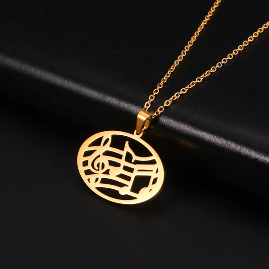 Music Necklace Score Note Treble Chain Musical Symbol G Clef Valentines Day Gift For Woman Men Kid Child Stainless Steel Jewelry