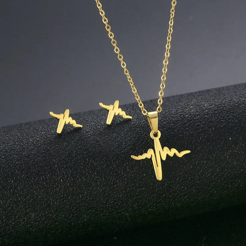 10 PiecesHip Hop Personalized Accessories Stainless Steel Necklace Fashion Jewelry Set for Women Smooth Geometric Design