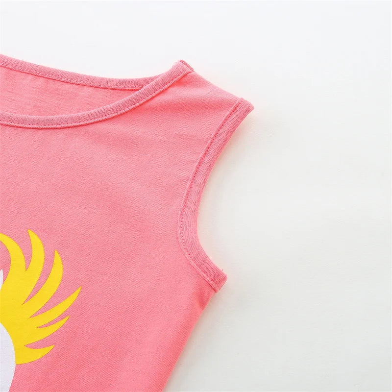 2-7T Sleeveless Girls Dresses Summer Girls Party Dress Animals Print Birthday Kids  School Children Clothing Toddler Dresses