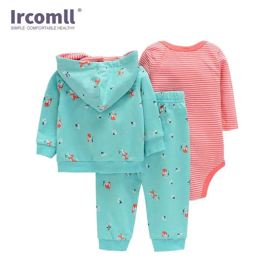 3pcs Baby Clothes Set for Newborns Toddler Girl Boy Clothes Hooded Jacket Trousers + Bodysuits 3pcs Child sets Infant Outfits