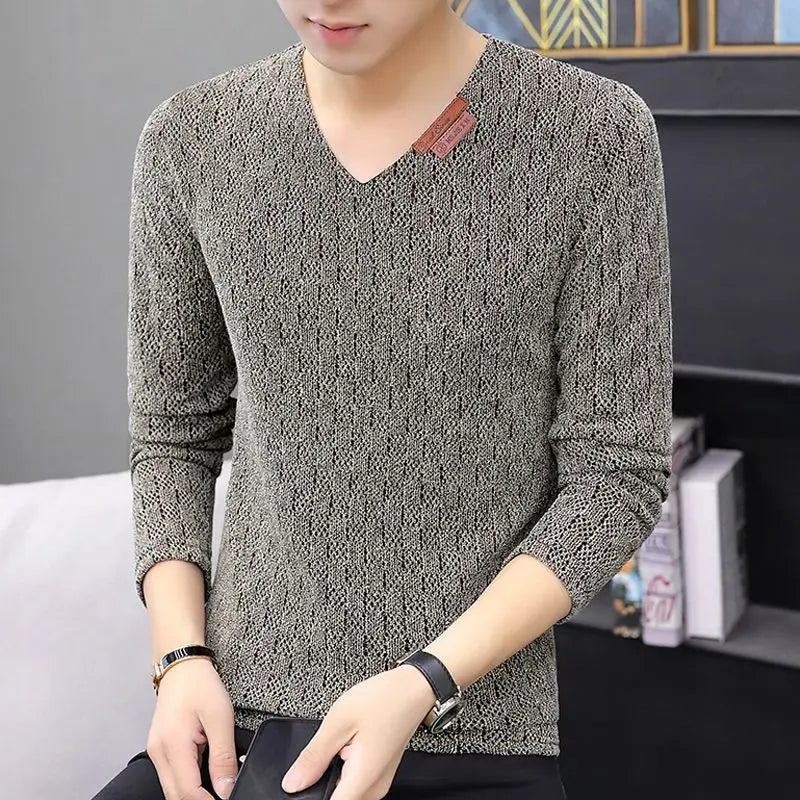 Knit Sweater Male No Hoodie Men's Clothing Red Pullovers Icon V Neck Sale Classic Street Elegant Pull Oversize Korean Fashion A