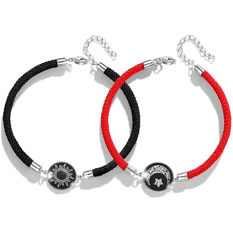 2025 Valentine Day Bracelet 2Pcs/Set Sun Moon Couple Braslet Unfading Adjustable Good Luck Red Thread Braclet For Lovers Joias
