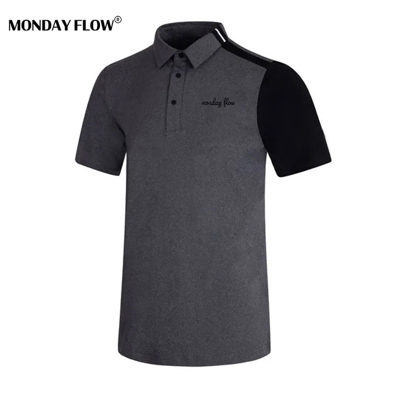 Monday Flow Summer Golf Wear Men's Short Sleeve Outdoor Sports Quick Drying Clothes Breathable Sweat Wicking T-Shirt Golf Shirts