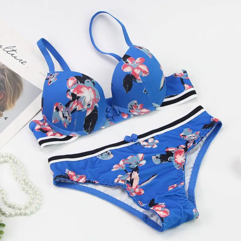 DaiNaFang 2 Pieces BCDE Cup Bras Set  Push Up Underwear Sets Womens Embroidery Bralette Underwire Breathable Lady Lingerie