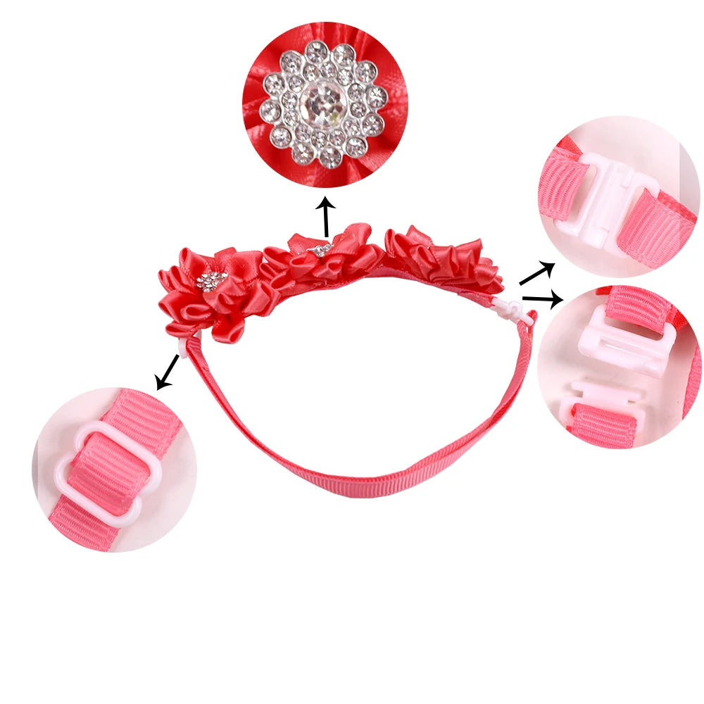 20/50pcs Dog Bow Tie Dog Flower Collar Diamod Dog Accessories Small Dogs Cat Puppy Bowtie Collar Dogs Bowties Pet Supplies