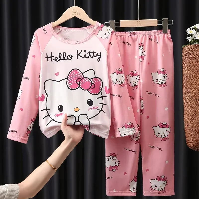 Anime Children Pajama Sets Long Sleeved Casual Boys Girls Home Clothing Set Comfortable Soft Warm Sleepwear Autumn Winter