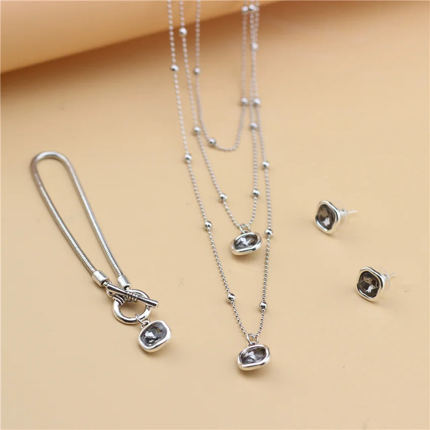 Anslow 2022 Design Fashion Bijoux Femme Woman Crystal Jewelry Accessories Set Necklace&Earring&Bracelet Valentine Day Funny Gift