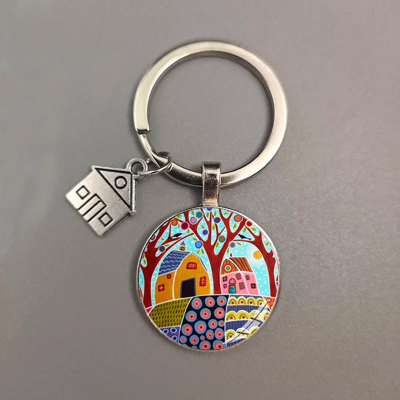 Key To The New House Kechain Beautiful House Under The Starry Sky Key Ring Personality Jewelry Gift Key Holder for New Home