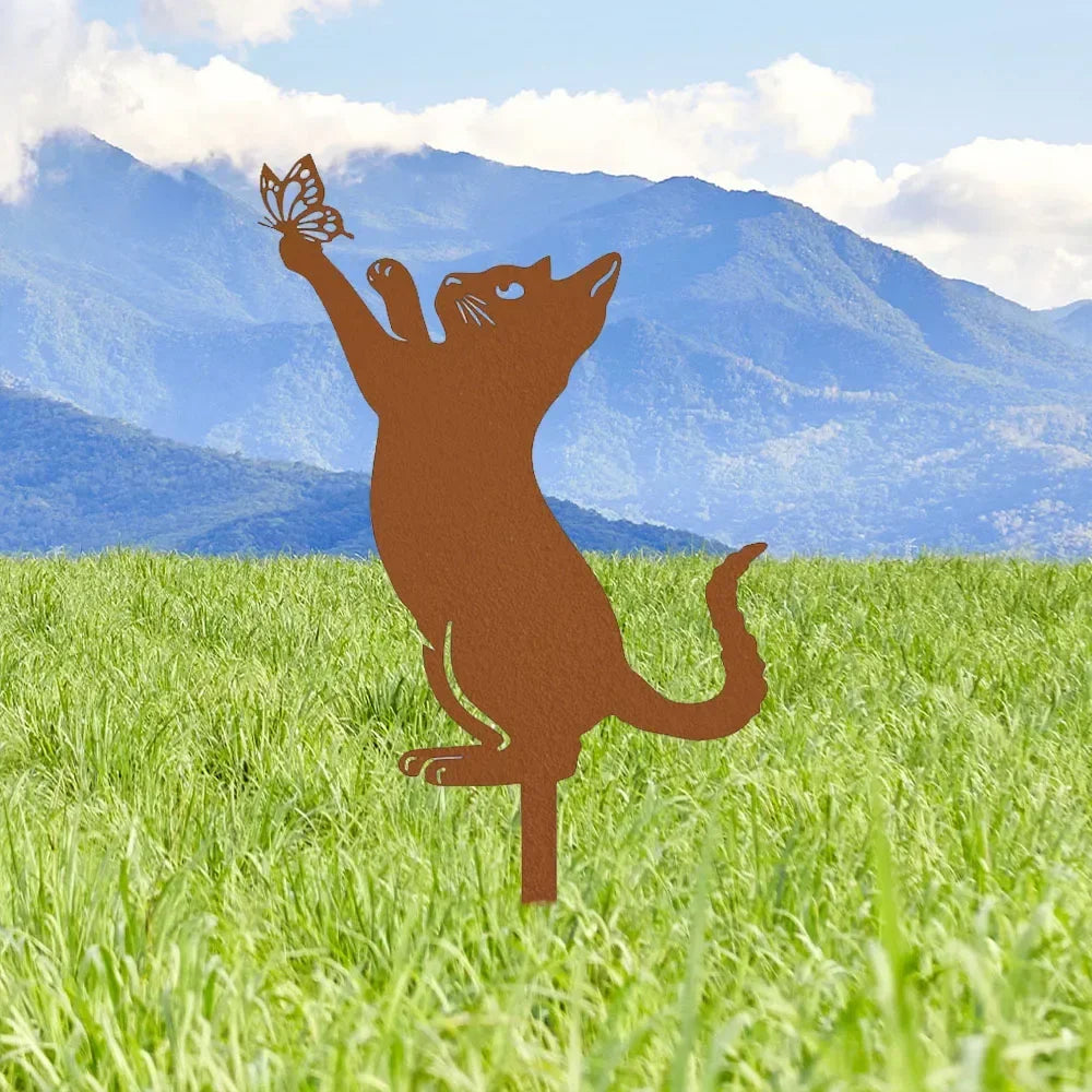 Adorable Cat Family Garden Stakes - Decorative Outdoor Cat Silhouettes