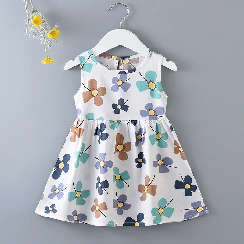 Girls Summer Dress Sleeveless Cute Print