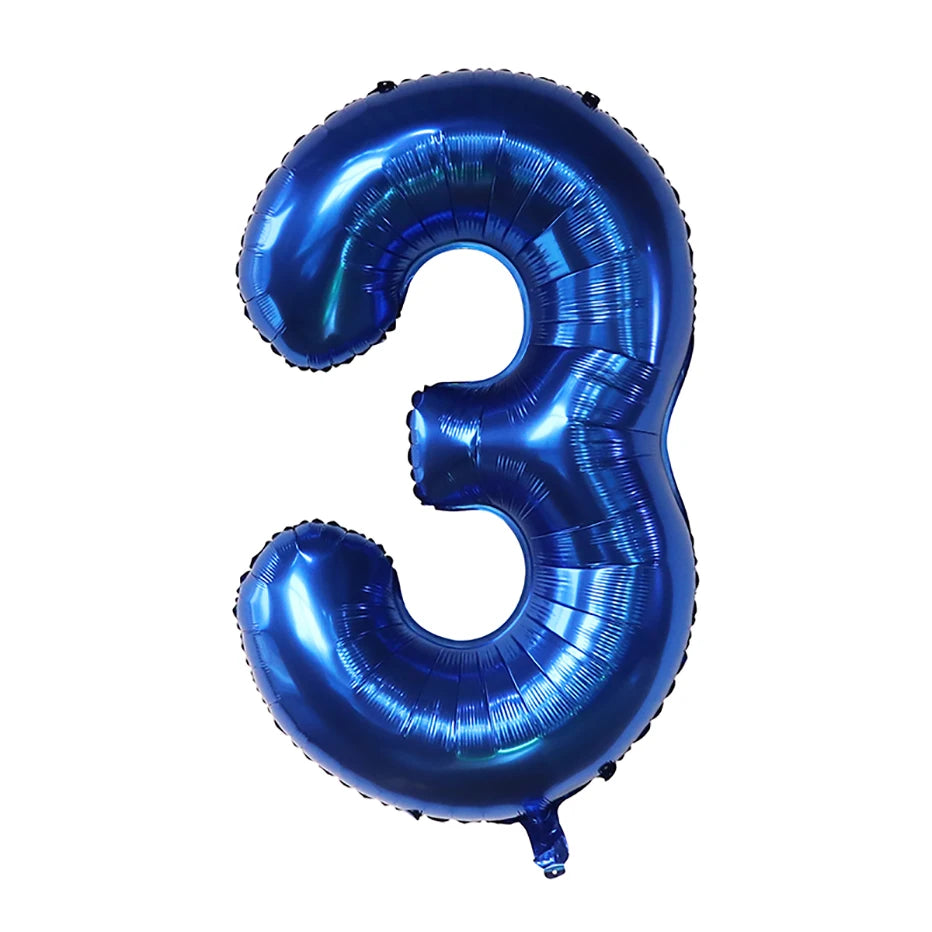 بالونات رقائق معدنية زرقاء داكنة مقاس 40 بوصة بأرقام 0-9 رقمية Globos للأطفال ديكور حفلات أعياد الميلاد لعبة استحمام الطفل هدايا تخرج للأطفال