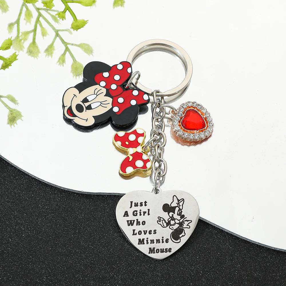 Disney Minnie Mouse Keychain Cartoon Animation Figure Minnie Keyrings Fashion Jewelry Creative Accessory Girls Birthday Gift
