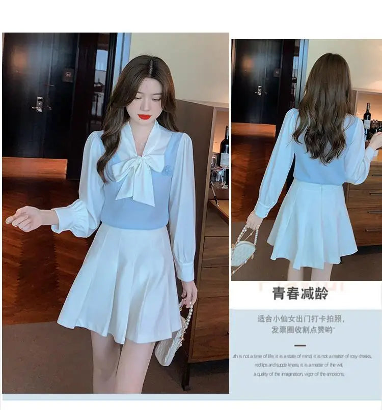 French Bow Chiffon Shirt for Petite Women Sweet and Elegant Top clothes
