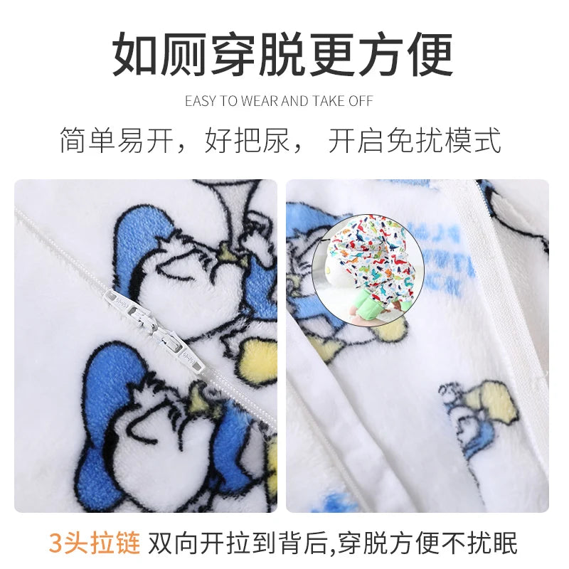 2T-6T Toddler Baby Footed Pajamas Kid Winter Flannel Nightgowns Sleeping Bag Long Sleeve Zipper Sleep Sack Onesie Play Coverall