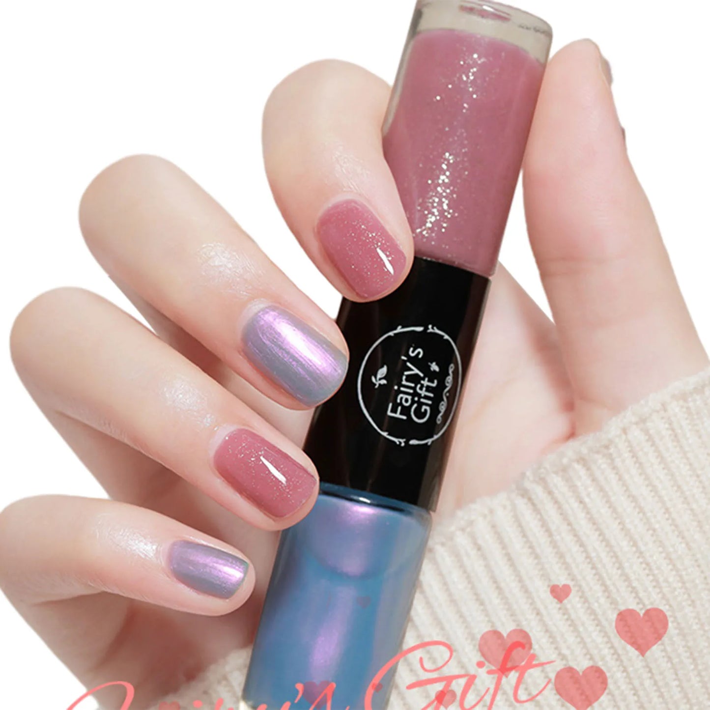 2 In 1 Double Heads Nails Polish Paillette Glitter Nails Oils Long Lasting Waterproof And No-Bake Quick Drying Gel Nails Polish