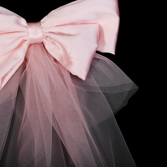 Pink Princess Bow Bridal Veil and Lace Gloves Bridal Wedding Jewelry Set Classic Hair Accessories Birthday Bridesmaid Gifts